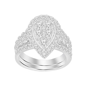 LADIES BRIDAL RING 1 CT ROUND DIAMOND 14K WHITE GOLD