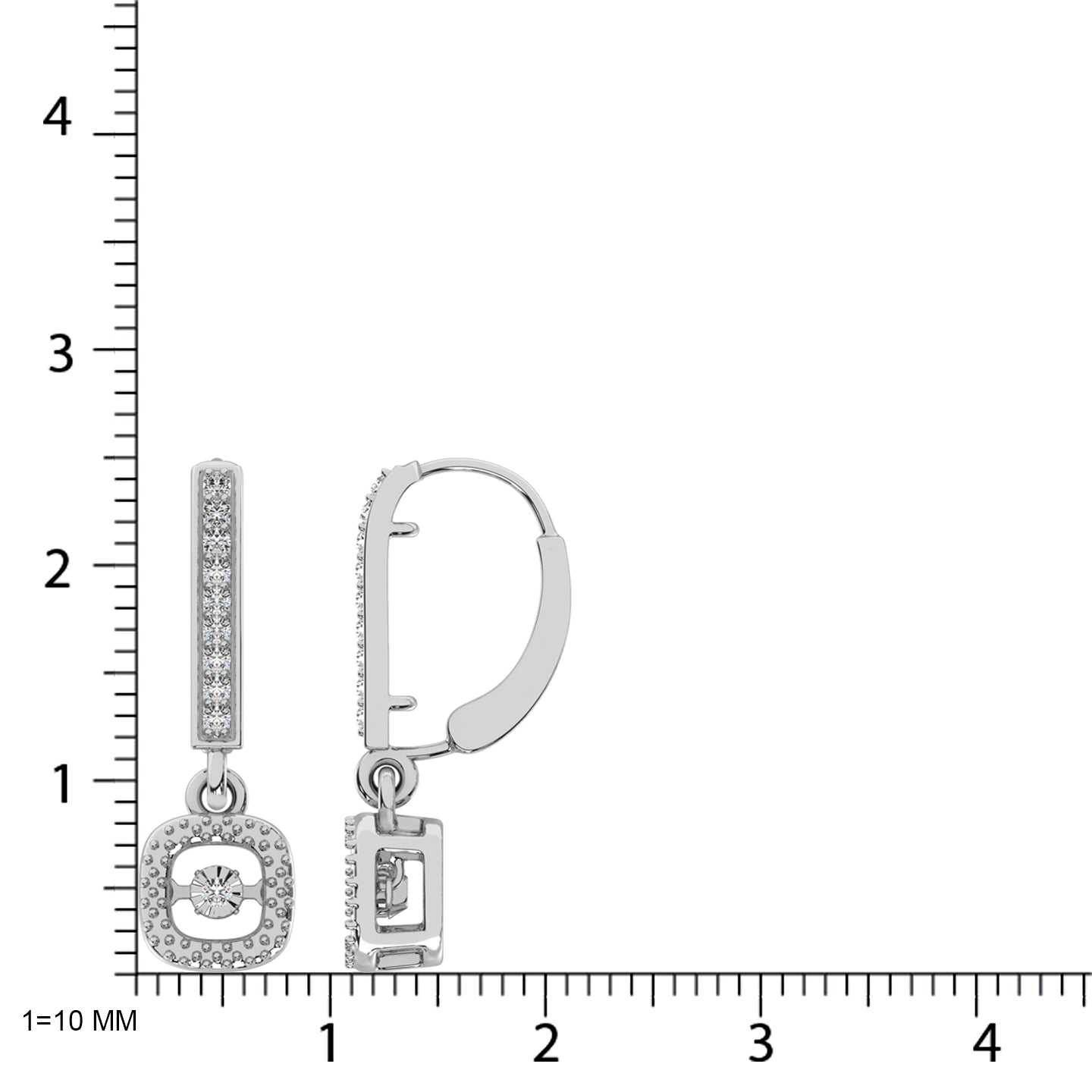 Sterling Silver 1/20 Ct.Tw. Moving Diamond Danglers Earrings