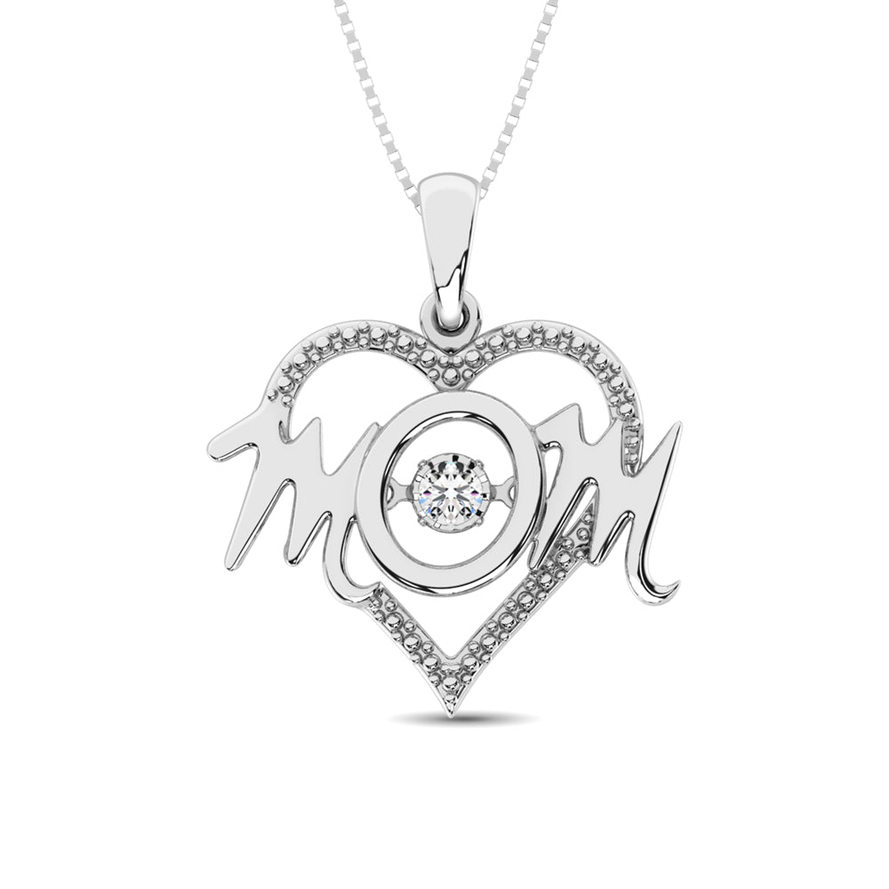 Sterling Silver Mom Moving Diamond Accent Pendant