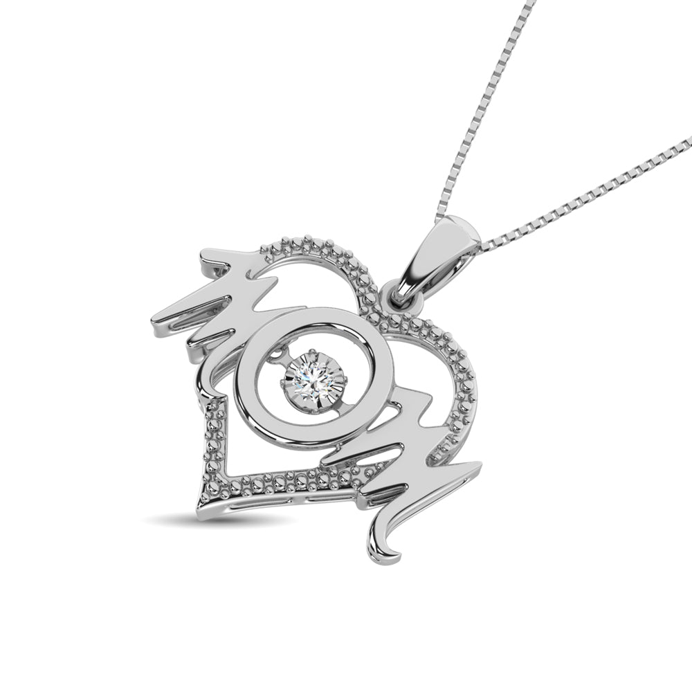 Sterling Silver Mom Moving Diamond Accent Pendant