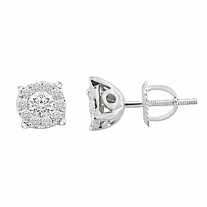 LADIES EARRINGS 1/2 CT ROUND DIAMOND 14K WHITE GOLD