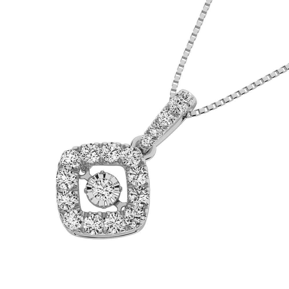 14K White Gold 1 Ct.Tw.Diamond Moving Diamond Pendant