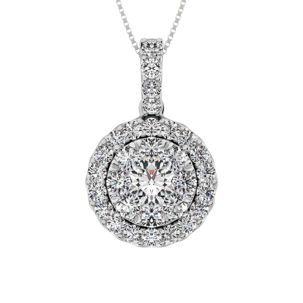 14K White Gold 1 Ctw Diamond Fashion Pendant