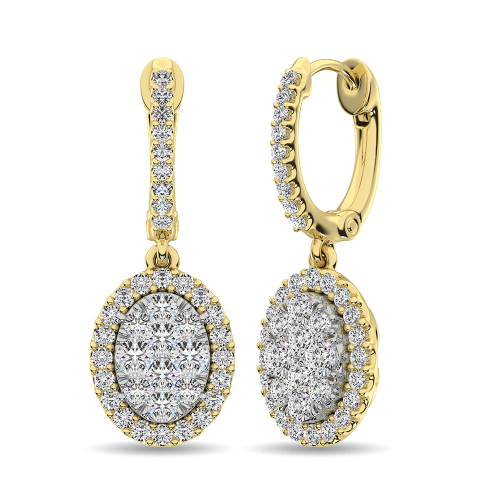 14K Yellow Gold 2 Ctw Diamond Drop Earrings