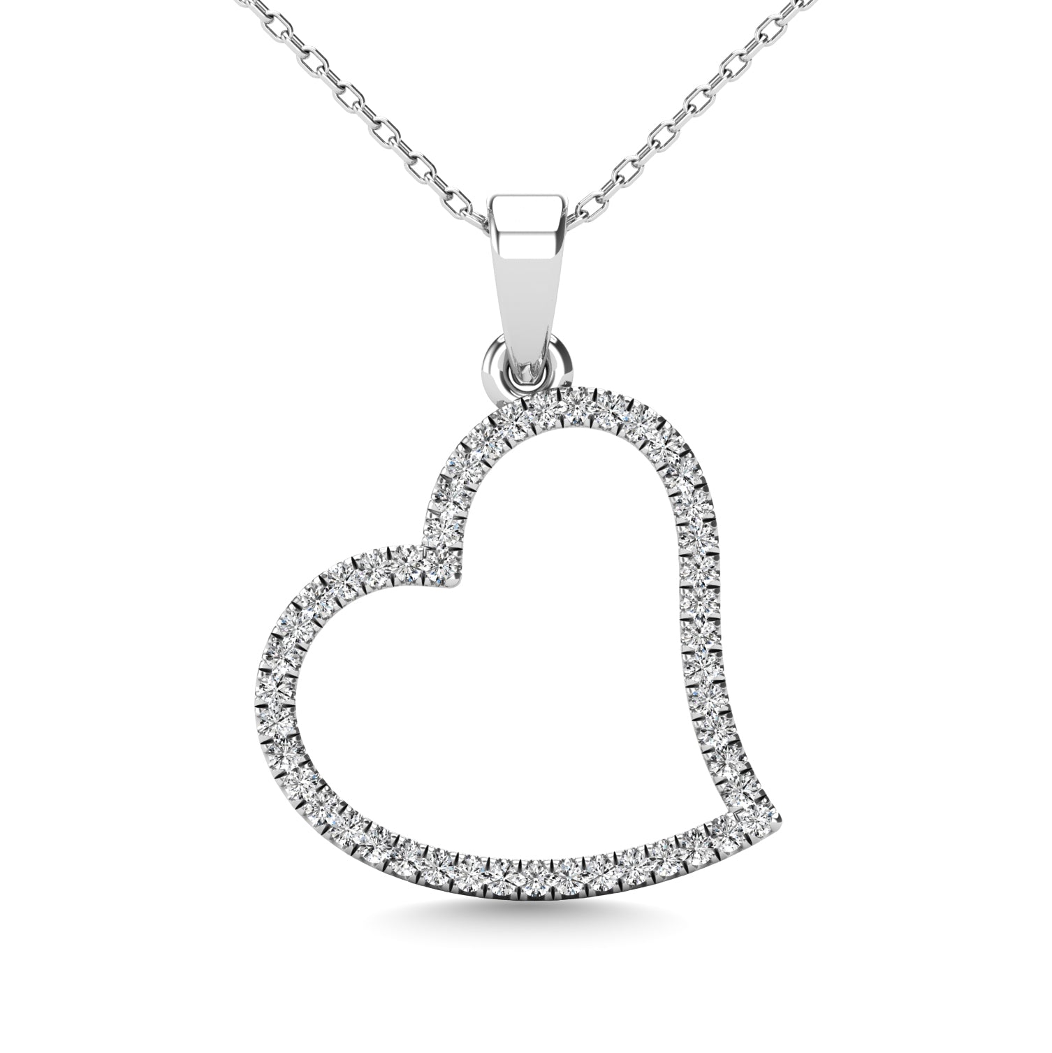 10K White Gold 1/6 Ctw Diamond Heart Pendant