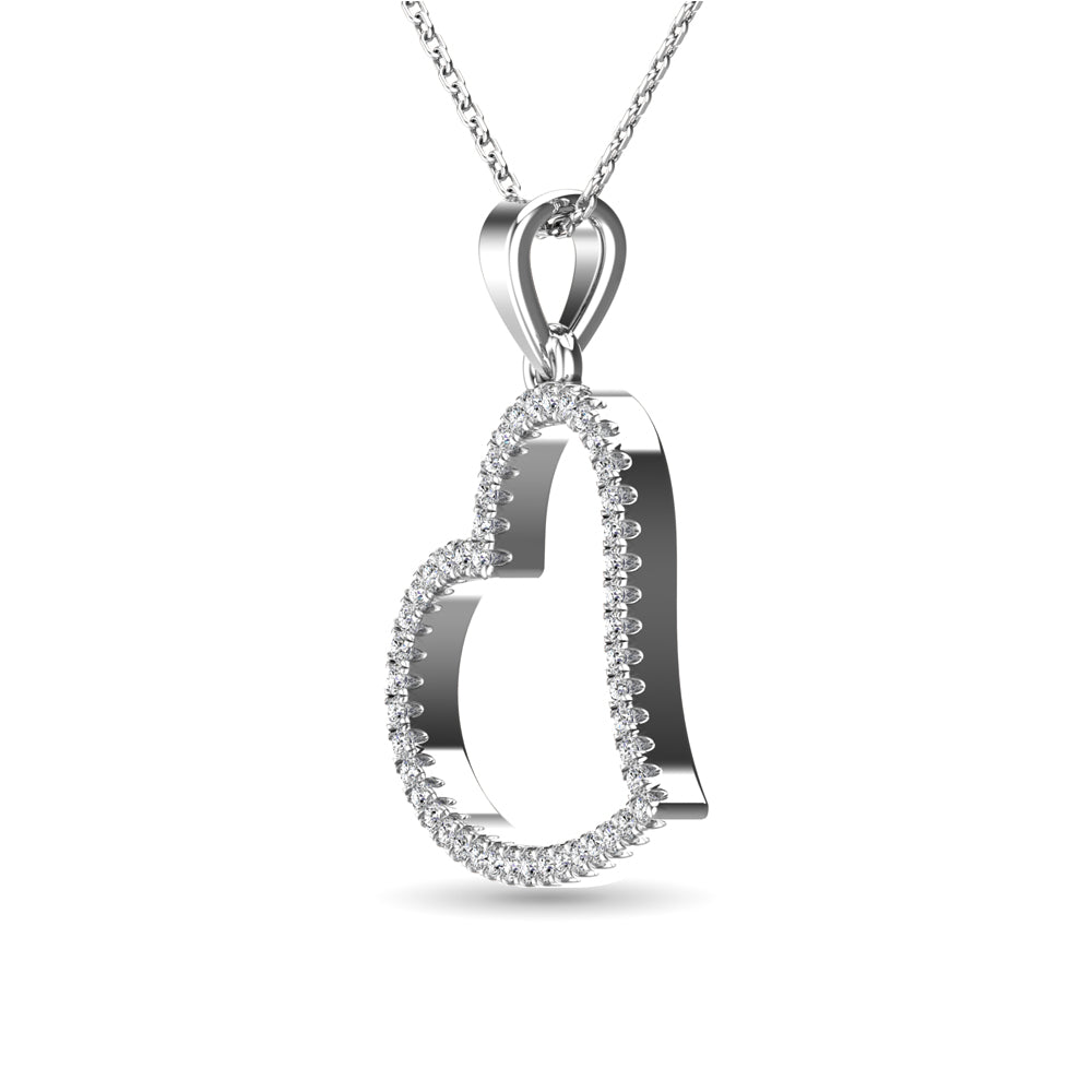 10K White Gold 1/6 Ctw Diamond Heart Pendant