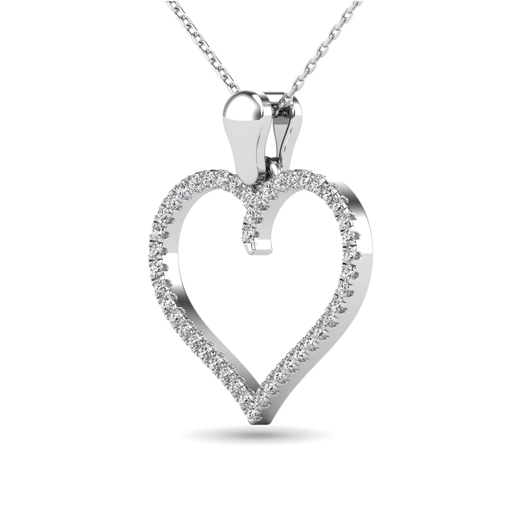 10K White Gold 1/6 Ctw Diamond Heart Pendant