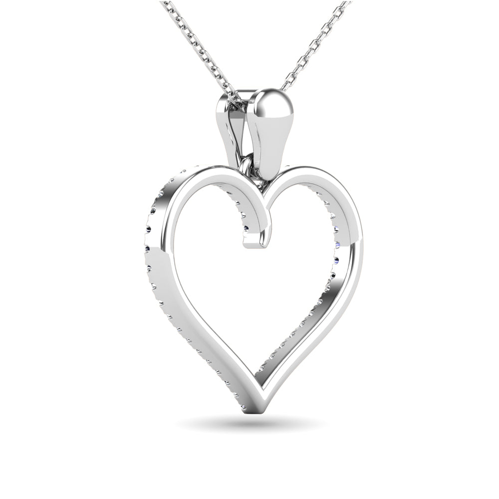 10K White Gold 1/6 Ctw Diamond Heart Pendant