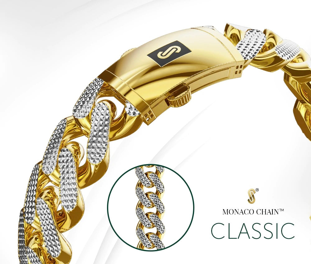 10K Monaco Miami Cuban Chain Two-Tone Diamond Cut Hollow