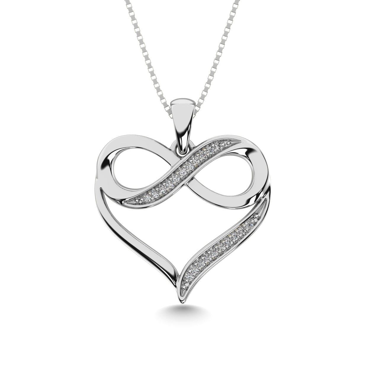 10K White Gold 1/20 Ctw Diamond Heart Pendant