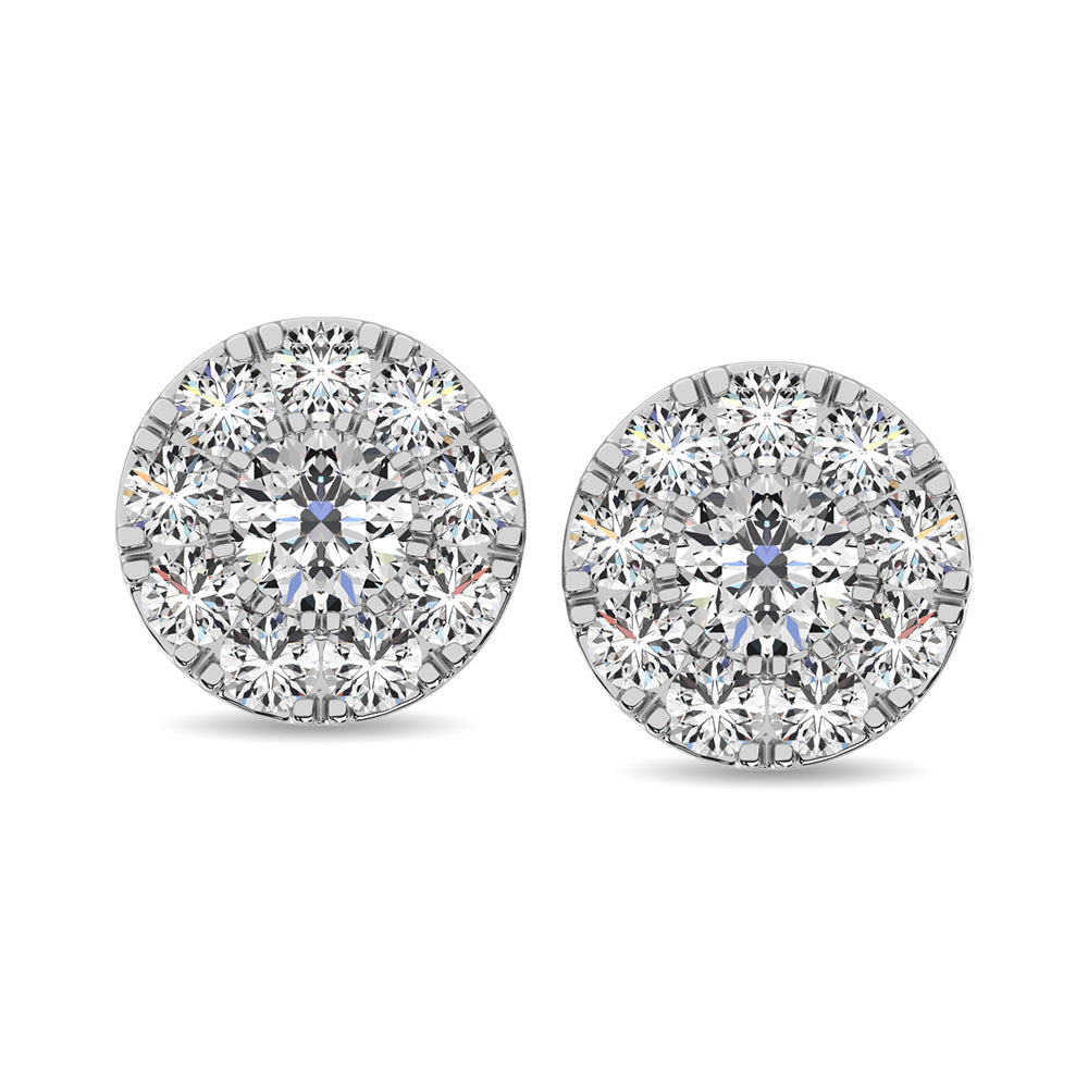 Diamond 1/4 Ct.Tw. Round Frame Stud Earrings