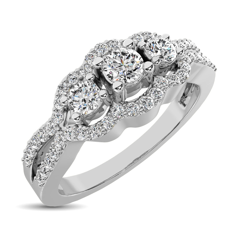 14K White Gold 1/2 Ct.Tw. Diamond Engagement Ring