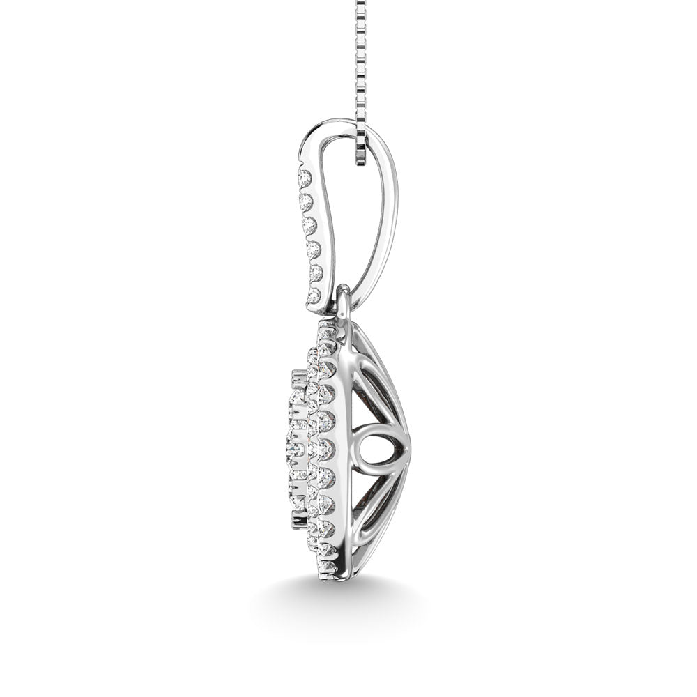 Diamond 1 3/4 Ct.Tw. Oval Shape Cluster Pendant in 14K White Gold