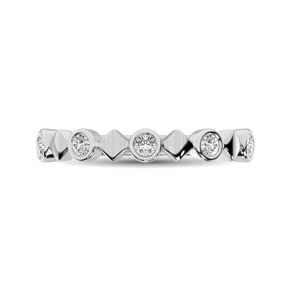 14K White Gold 1/6 Ct.Tw. Diamond Bezel Set Stackable Band