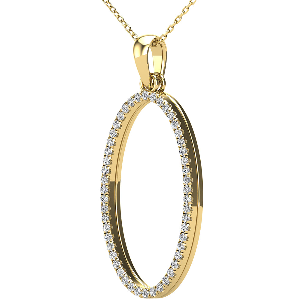 Diamond 1/5 Ct.Tw Oval Shape Pendant in 10K Yellow Gold