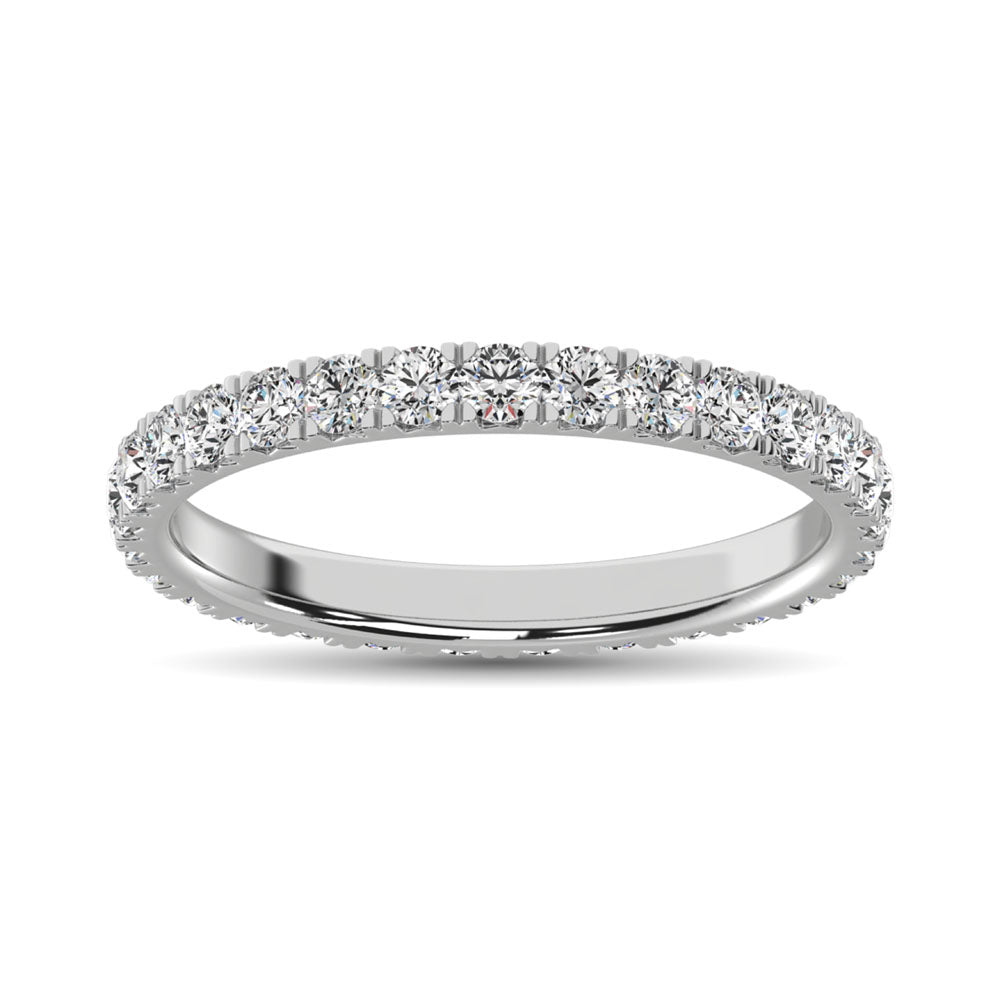 14K White Gold Diamond 7/8 Ct.Tw. 9 Stone Anniversary Band