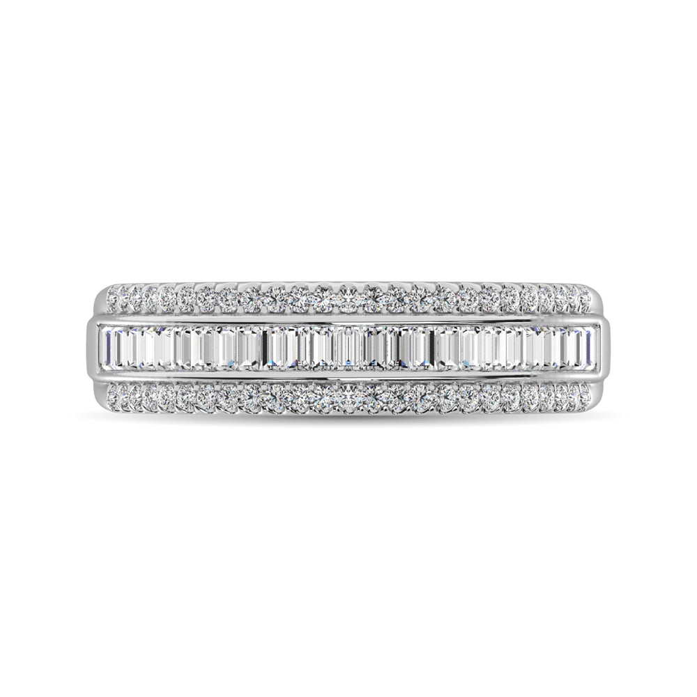 14K White Gold Round and Baguette Diamond 2/5 Ct.Tw. Anniversary Band