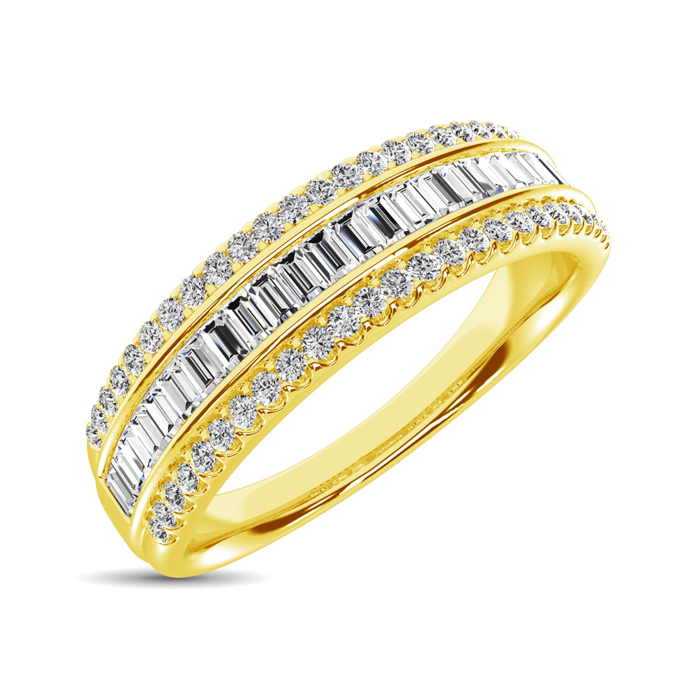 14K Yellow Gold Round and Baguette Diamond 2/5 Ct.Tw. Anniversary Band