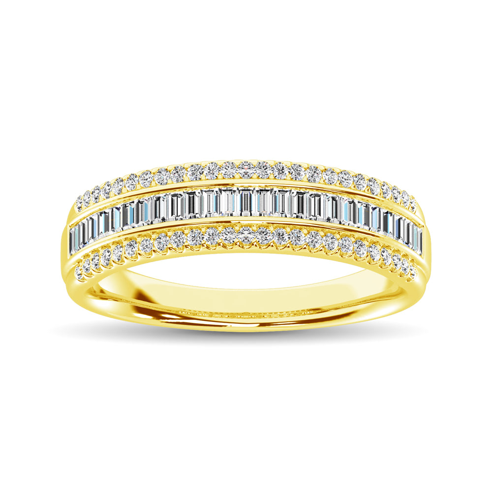 14K Yellow Gold Round and Baguette Diamond 2/5 Ct.Tw. Anniversary Band