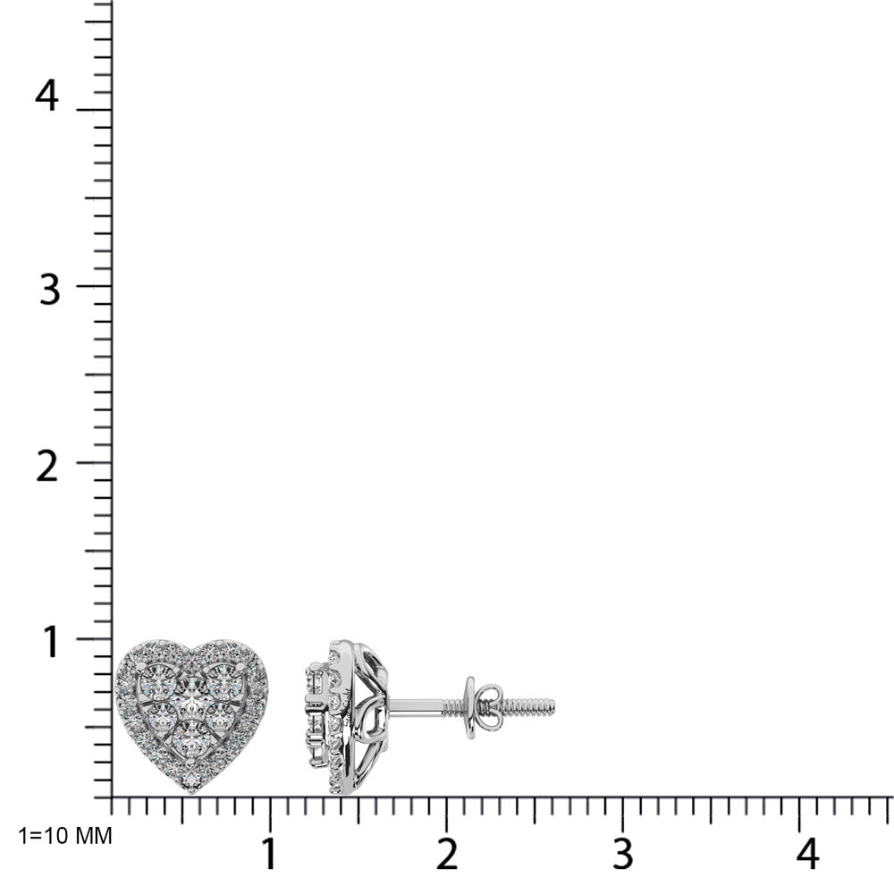 Diamond 3/4 ct tw Heart Earrings  in 14K White Gold