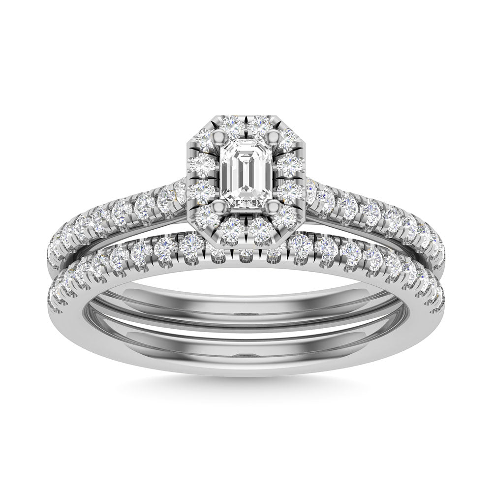 Diamond 3/4 Ct.Tw. Round Cut Bridal Ring in 14K White Gold