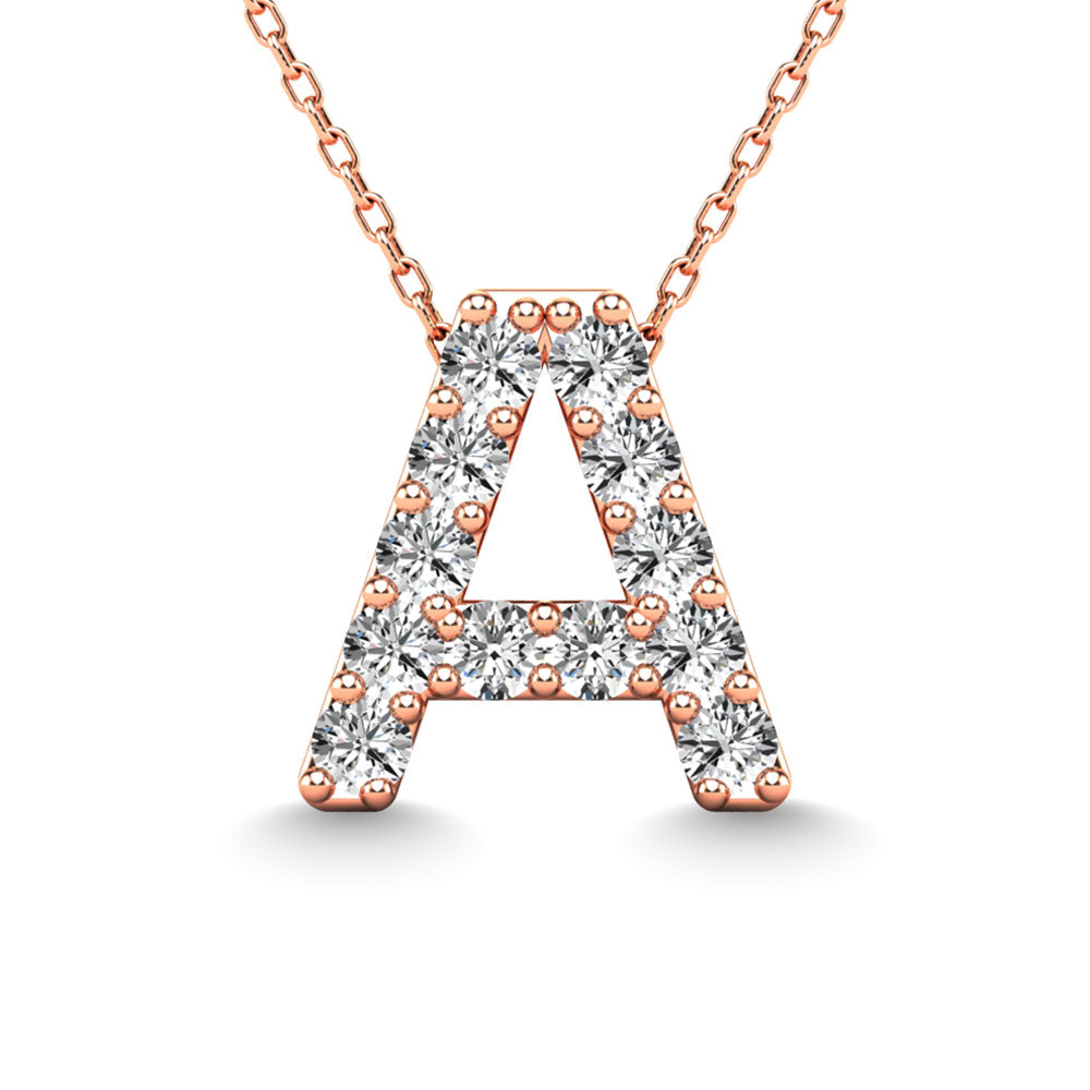 Diamond 1/8 Ct.Tw. Letter A Pendant in 14K Rose Gold""