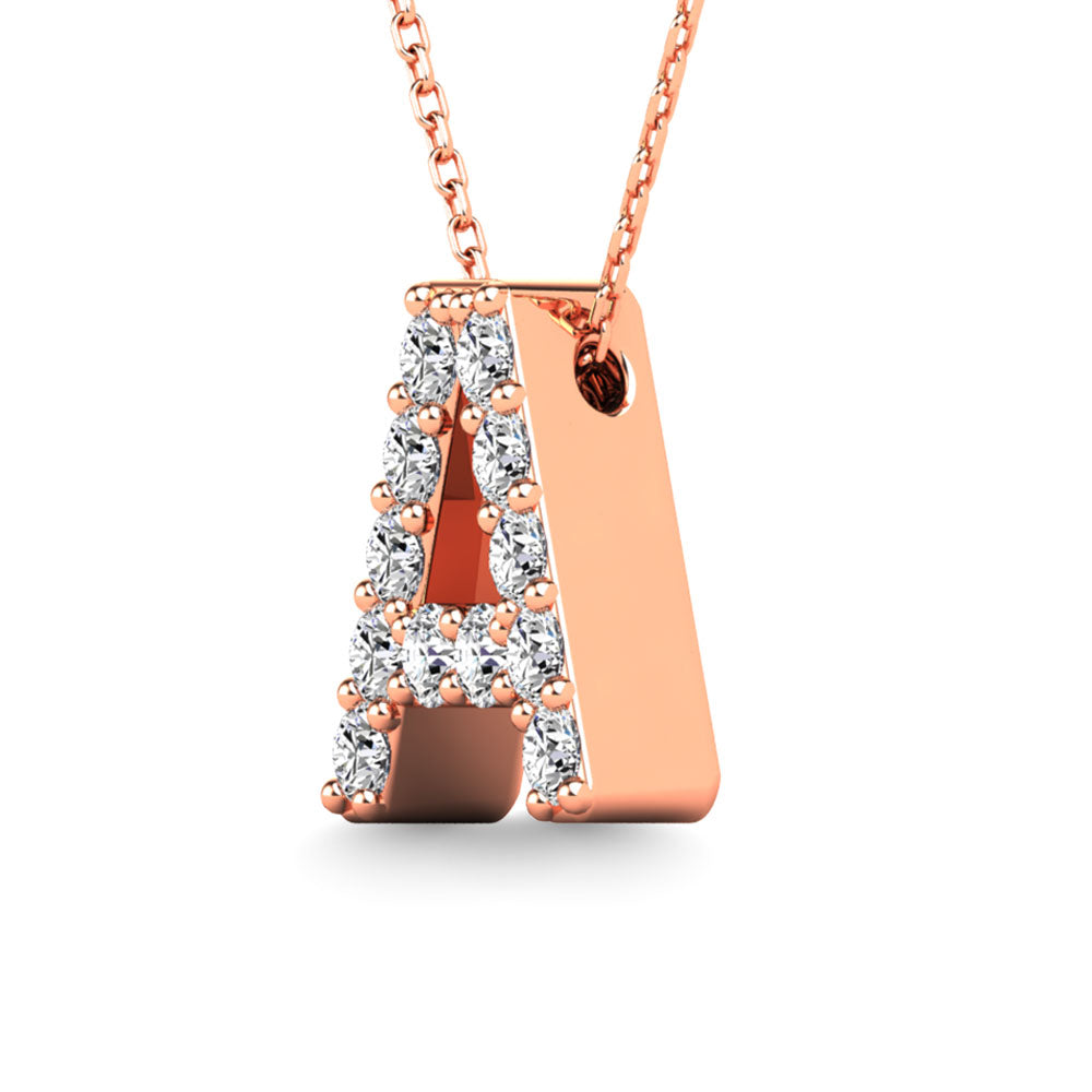 Diamond 1/8 Ct.Tw. Letter A Pendant in 14K Rose Gold""