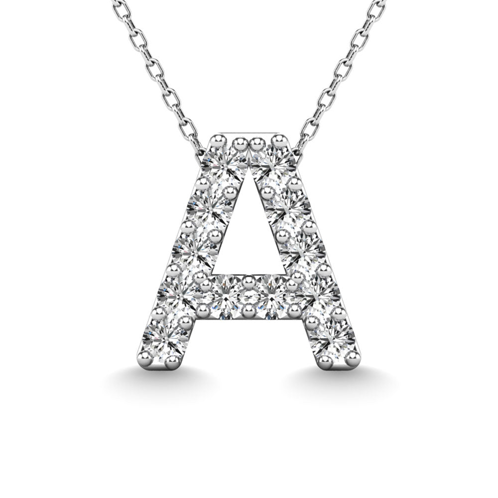 Diamond 1/8 Ct.Tw. Letter A Pendant in 14K White Gold""