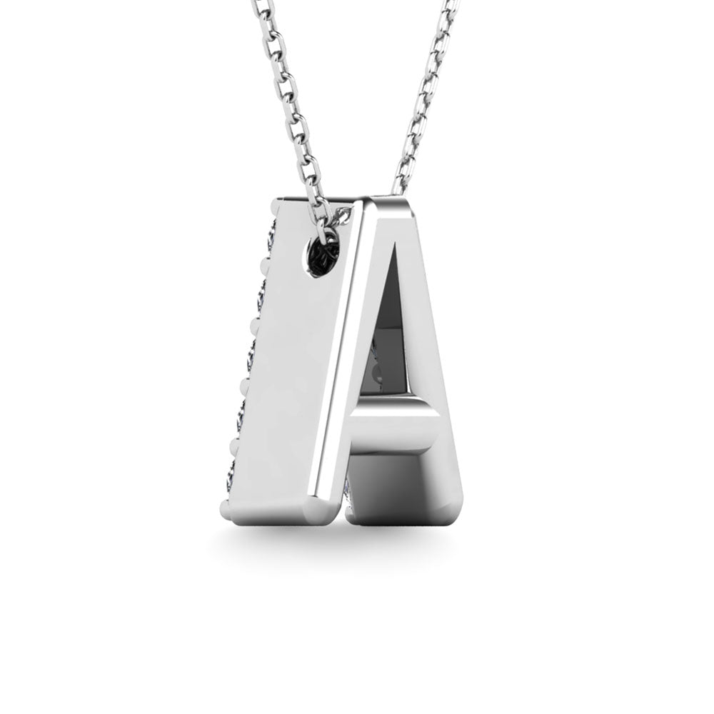 Diamond 1/8 Ct.Tw. Letter A Pendant in 14K White Gold""