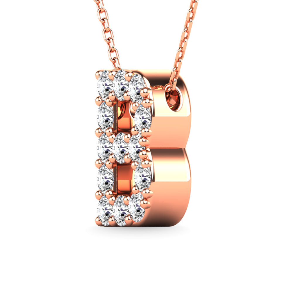 Diamond 1/8 Ct.Tw. Letter B Pendant in 14K Rose Gold""