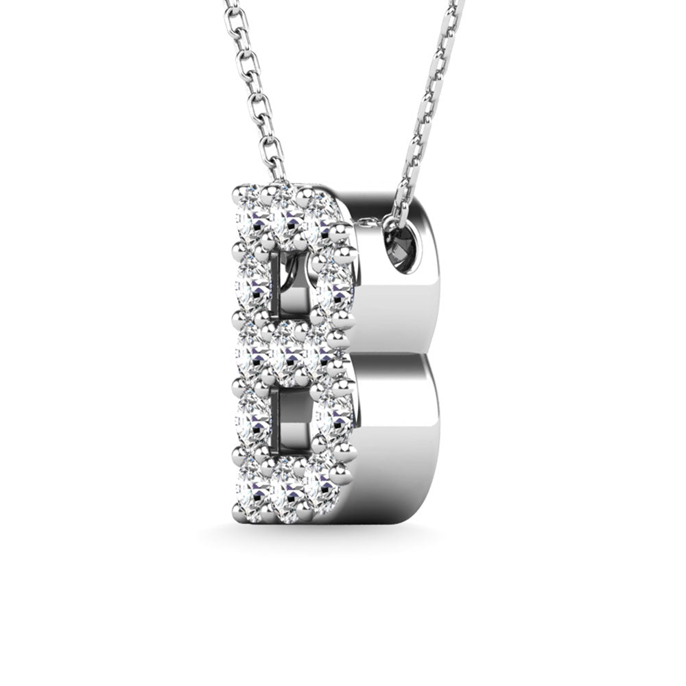 Diamond 1/8 Ct.Tw. Letter B Pendant in 14K White Gold""