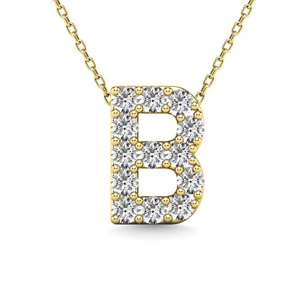 Diamond 1/8 Ct.Tw. Letter B Pendant in 14K Yellow Gold""