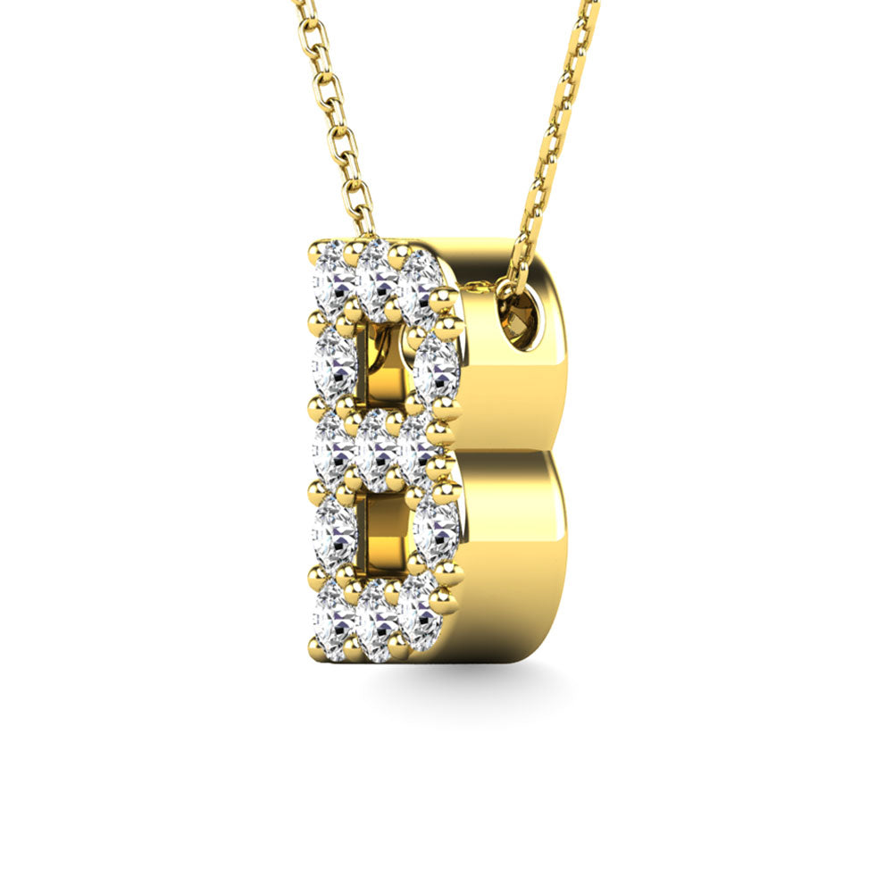 Diamond 1/8 Ct.Tw. Letter B Pendant in 14K Yellow Gold""