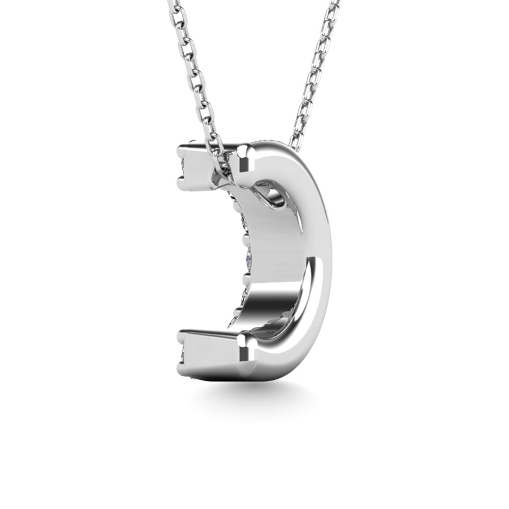 Diamond 1/10 Ct.Tw. Letter C Pendant in 14K White Gold""