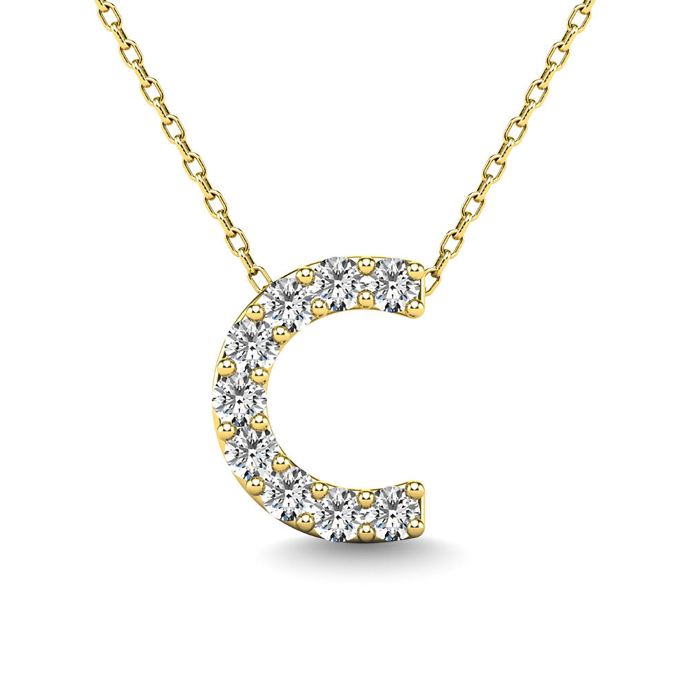 Diamond 1/10 Ct.Tw. Letter C Pendant in 14K Yellow Gold""