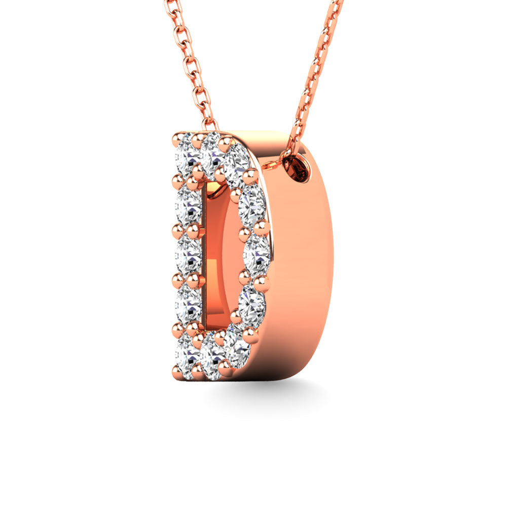 Diamond 1/8 Ct.Tw. Letter D Pendant in 14K Rose Gold""