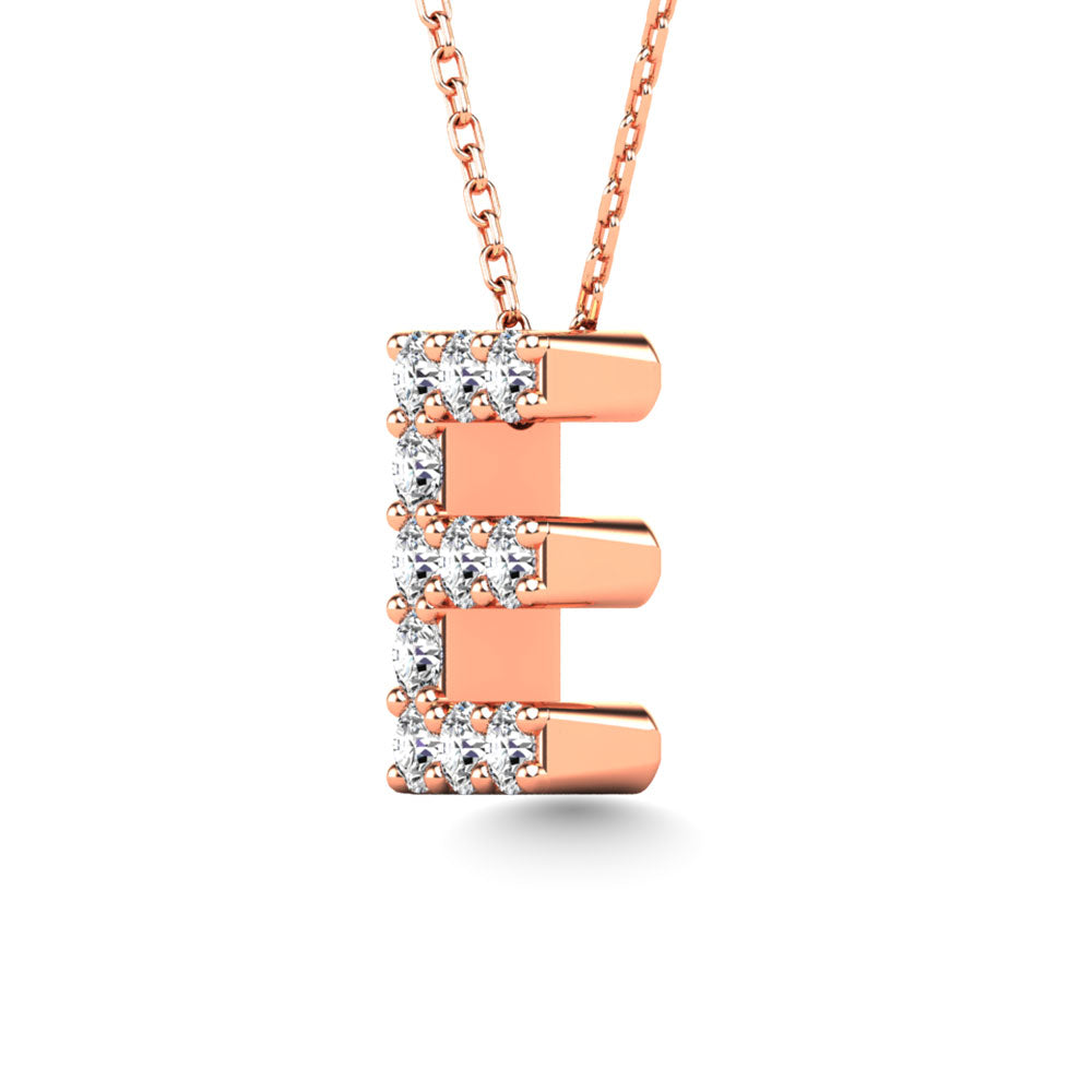 Diamond 1/10 Ct.Tw. Letter E Pendant in 14K Rose Gold""