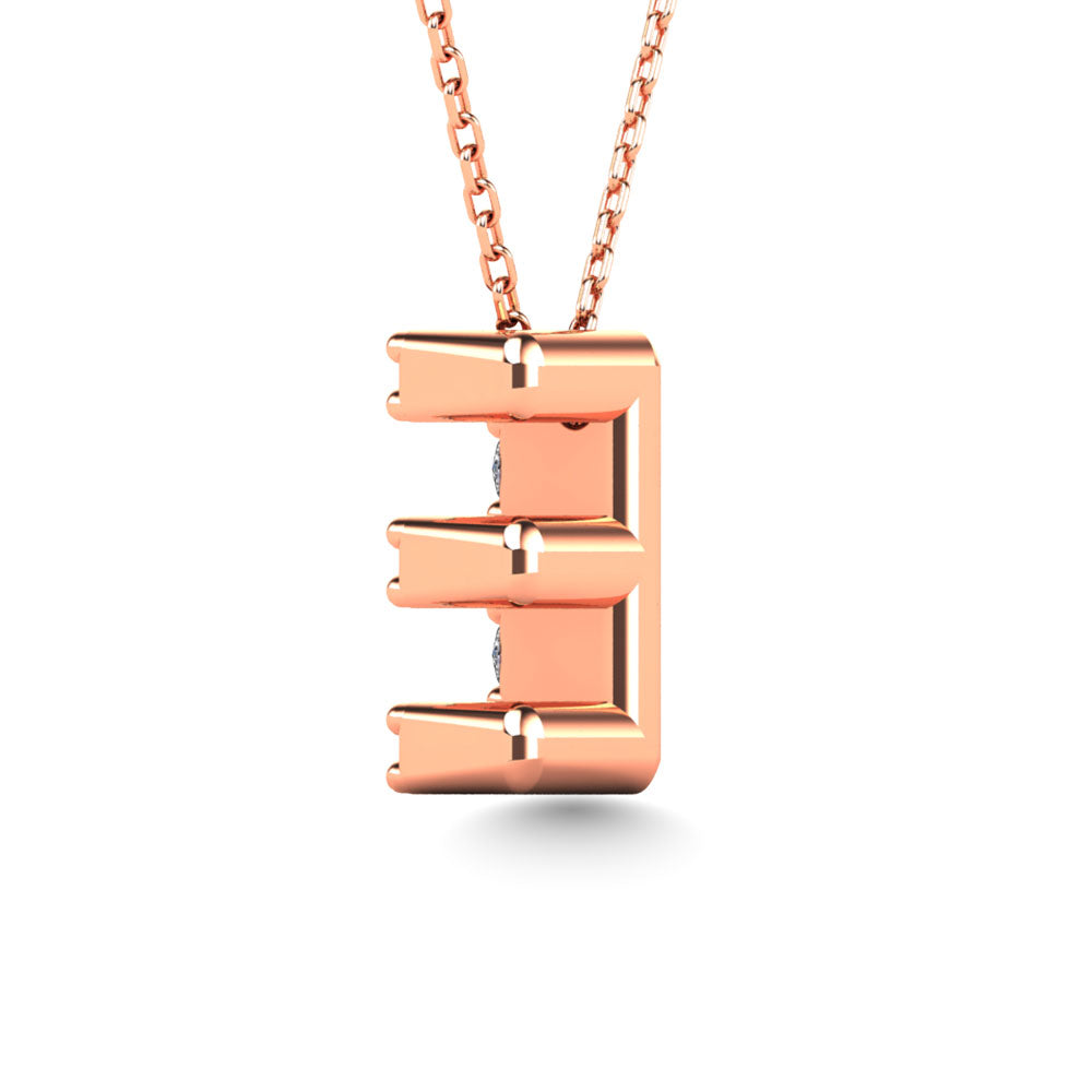 Diamond 1/10 Ct.Tw. Letter E Pendant in 14K Rose Gold""