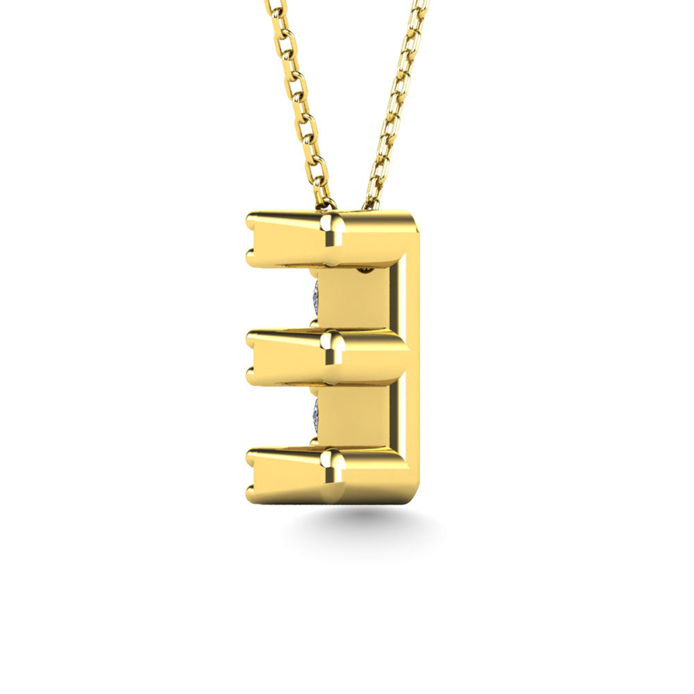 Diamond 1/10 Ct.Tw. Letter E Pendant in 14K Yellow Gold""