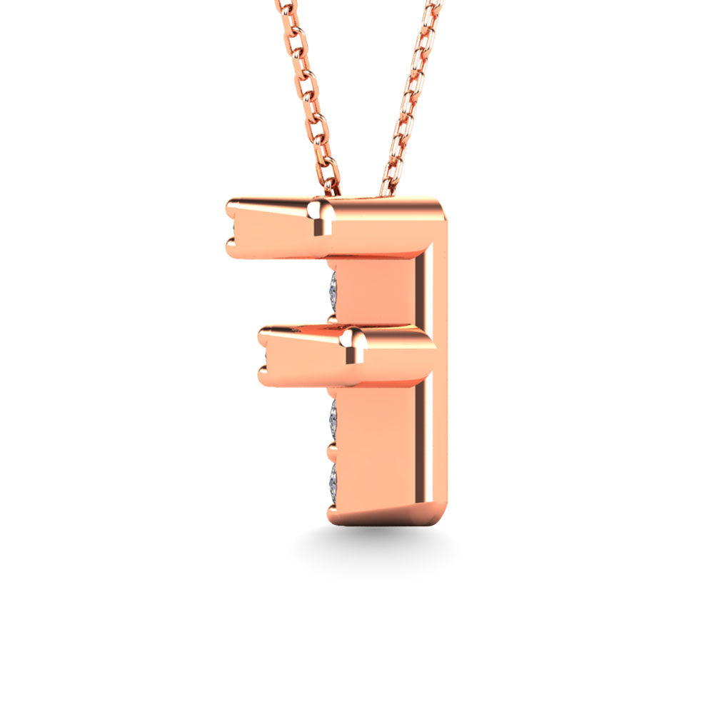 Diamond 1/10 Ct.Tw. Letter F Pendant in 14K Rose Gold""