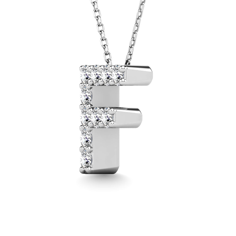 Diamond 1/10 Ct.Tw. Letter F Pendant in 14K White Gold""