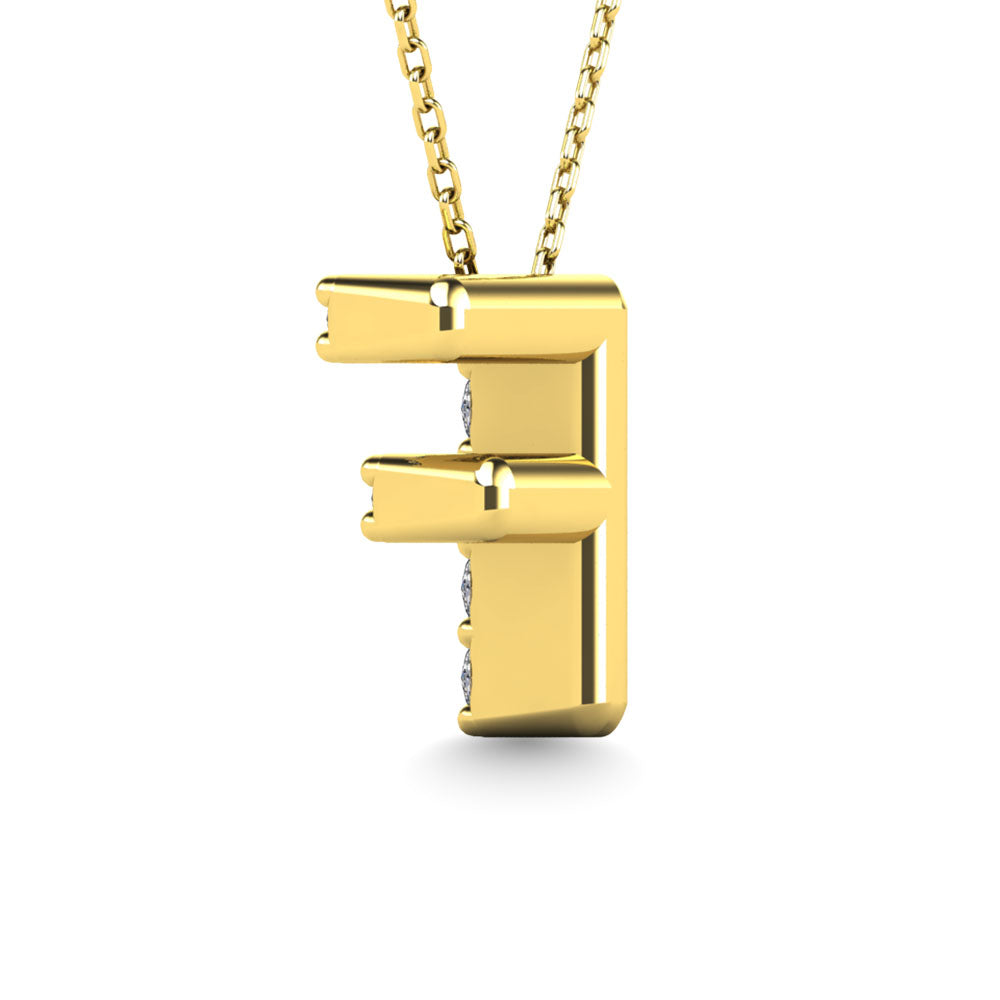 Diamond 1/10 Ct.Tw. Letter F Pendant in 14K Yellow Gold""