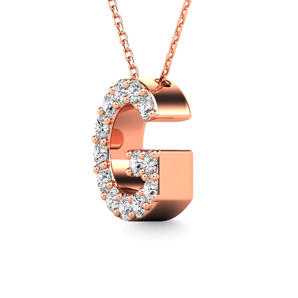 Diamond 1/8 Ct.Tw. Letter G Pendant in 14K Rose Gold""