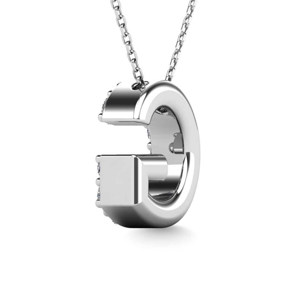 Diamond 1/8 Ct.Tw. Letter G Pendant in 14K White Gold""