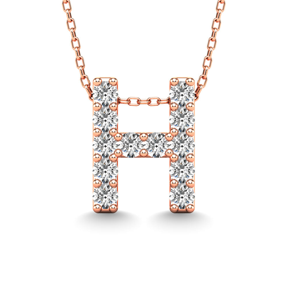 Diamond 1/8 Ct.Tw. Letter H Pendant in 14K Rose Gold""