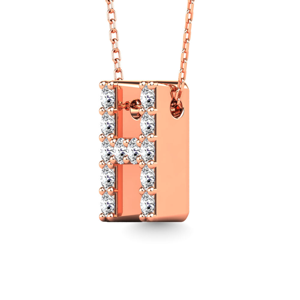 Diamond 1/8 Ct.Tw. Letter H Pendant in 14K Rose Gold""