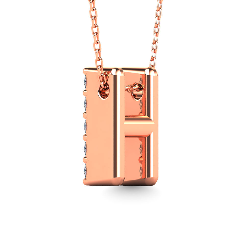 Diamond 1/8 Ct.Tw. Letter H Pendant in 14K Rose Gold""