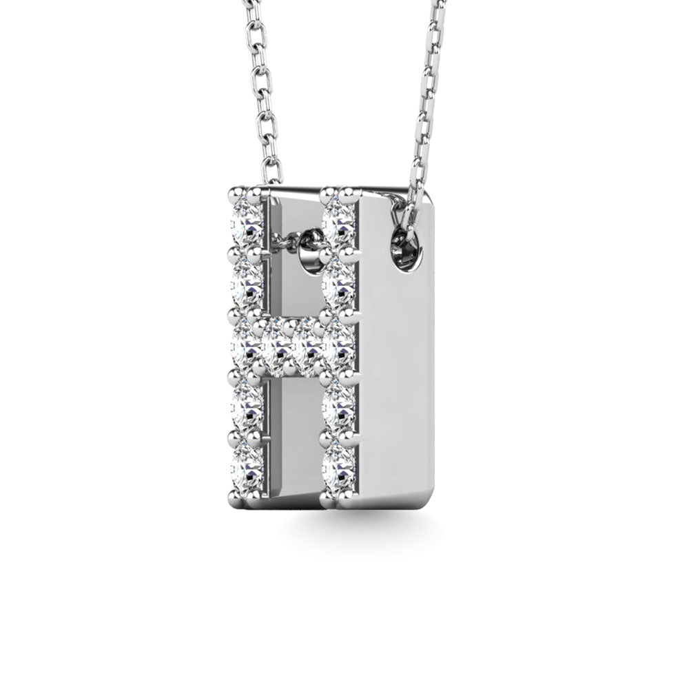 Diamond 1/8 Ct.Tw. Letter H Pendant in 14K White Gold""