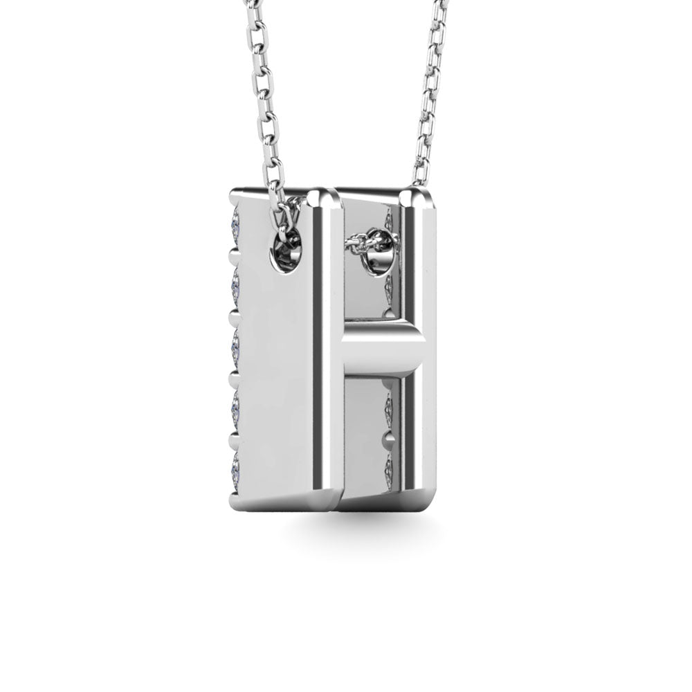 Diamond 1/8 Ct.Tw. Letter H Pendant in 14K White Gold""