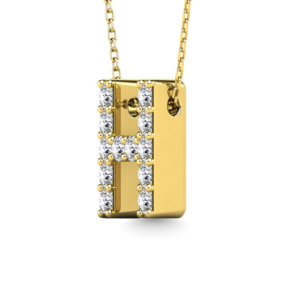 Diamond 1/8 Ct.Tw. Letter H Pendant in 14K Yellow Gold""